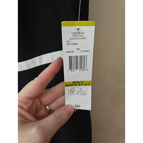 NWT Black Label by Evan-Picone Contrast-Trim Sleeveless Dress Womans Size 14 - Picture 3 of 5